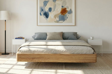 LENA FLAT Oak Floating Bed without Headboard