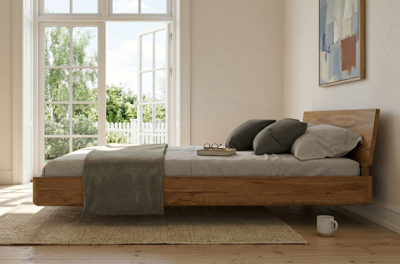 LENA Oak Floating Bed