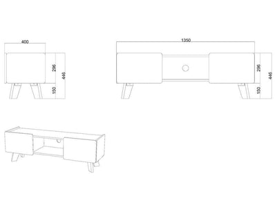 LETT 02 TV Cabinet 135CM on Oak Legs