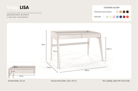LISA Beech Desk / Dressing Table 125CM