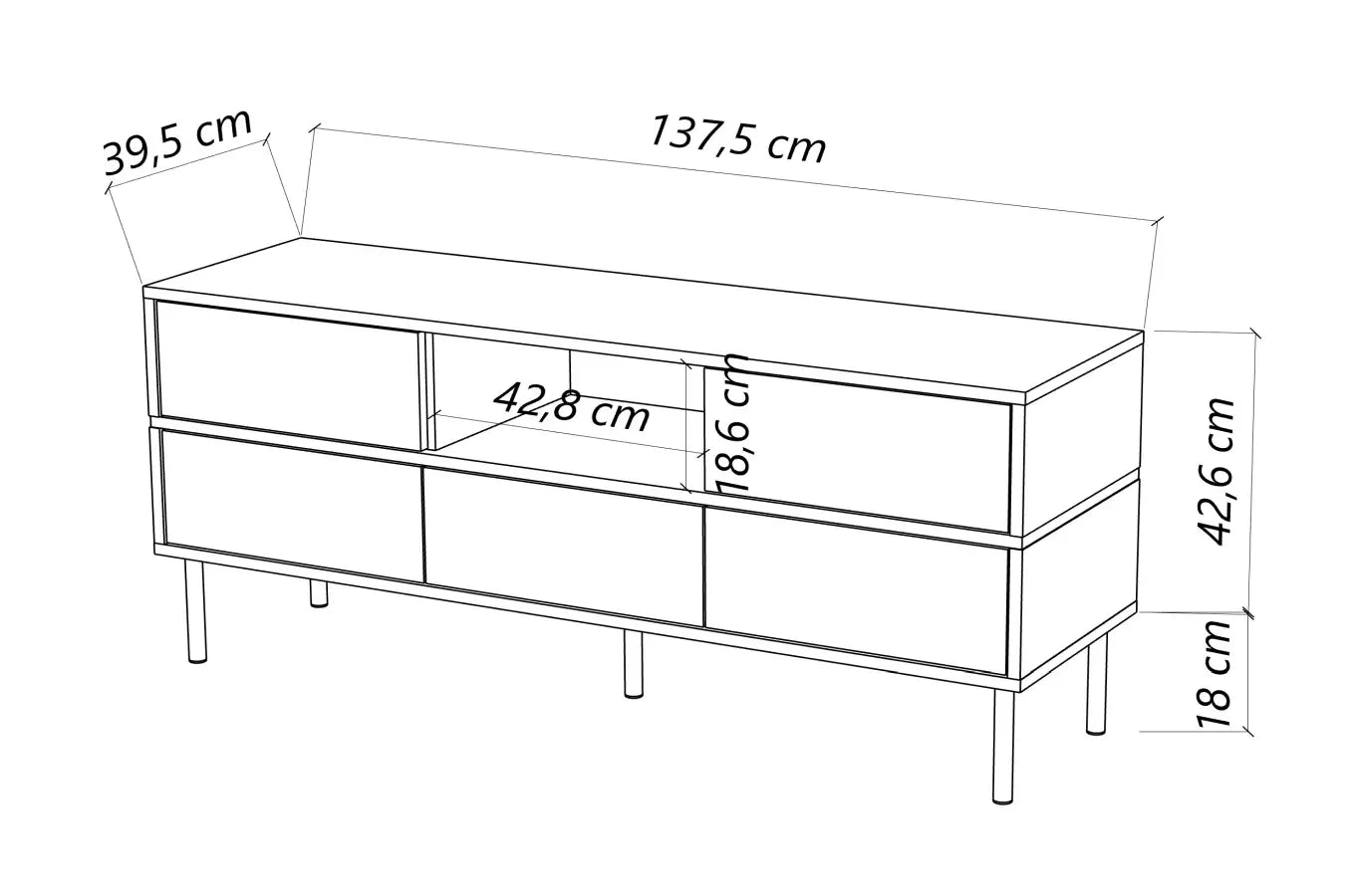 MARIKA White Gloss TV Unit 138CM with Gold Details