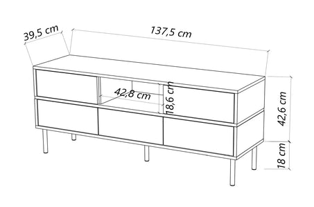 MARIKA White Gloss TV Unit 138CM with Gold Details