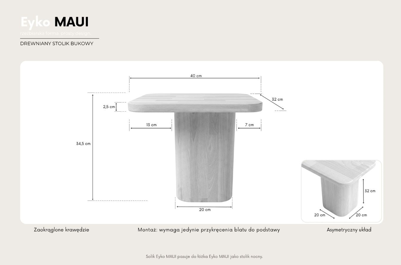 MAUI Beech Bedside Table