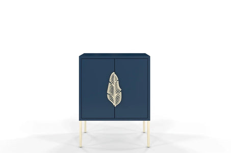 MERLIN Bedside Table with Golden Accessories Navy Blue