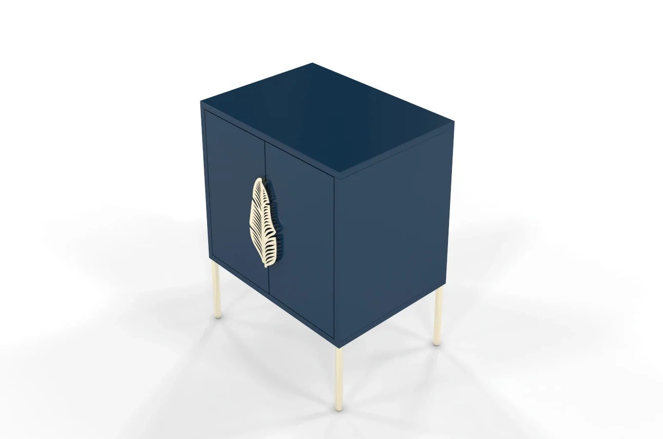 MERLIN Bedside Table with Golden Accessories Navy Blue