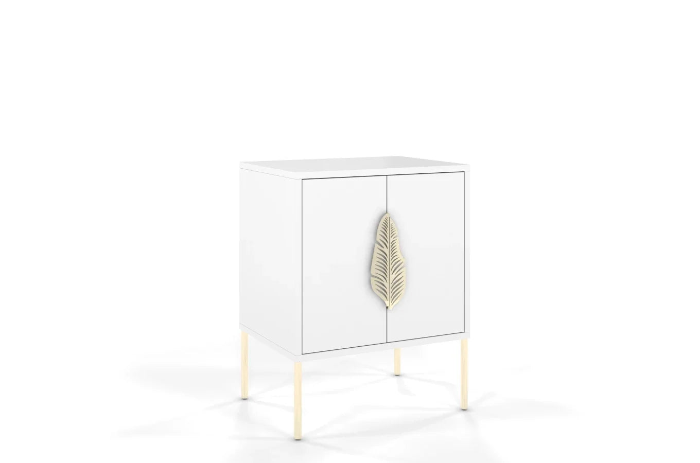 MERLIN Bedside Table with Golden Accessories White