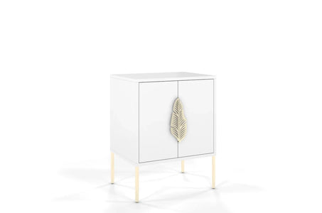 MERLIN Bedside Table with Golden Accessories White