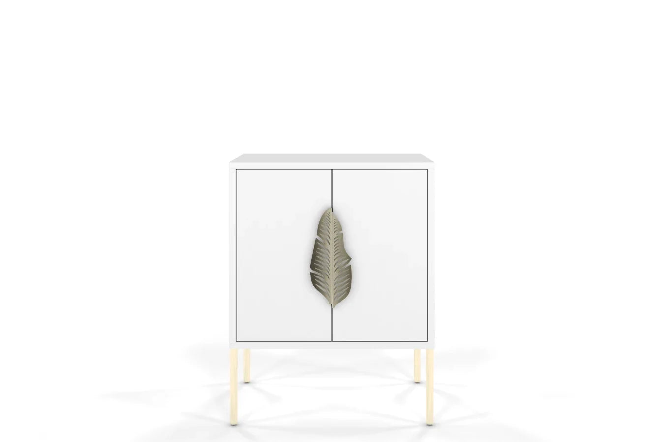 MERLIN Bedside Table with Golden Accessories White