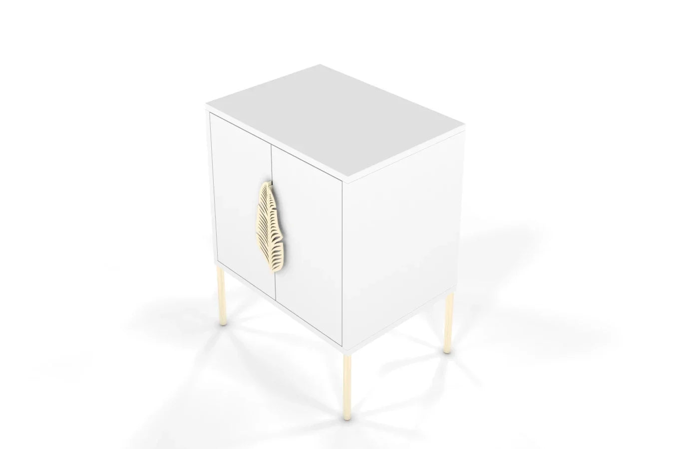MERLIN Bedside Table with Golden Accessories White