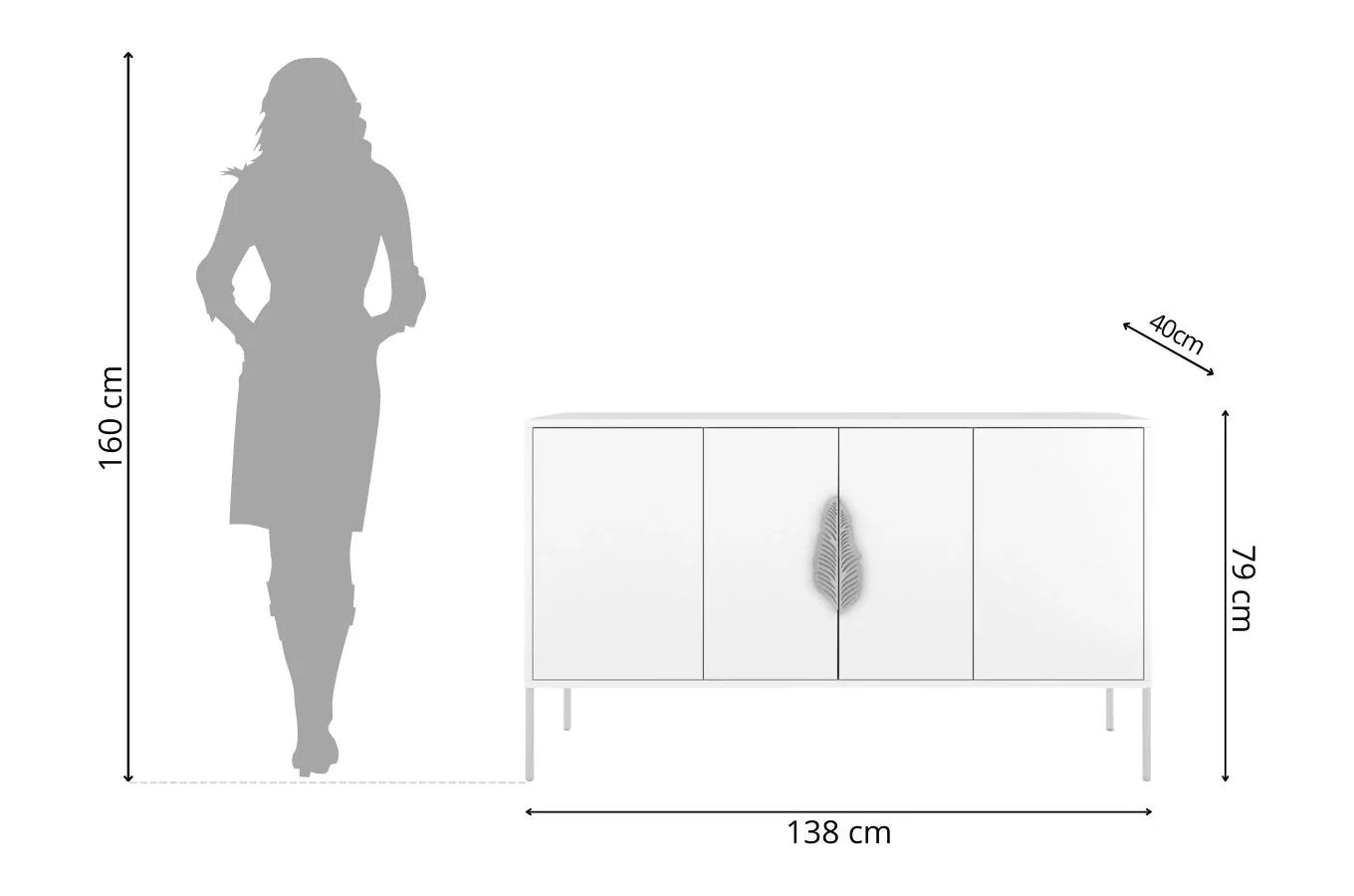 MERLIN White Chest 138CM with Silver Accessories