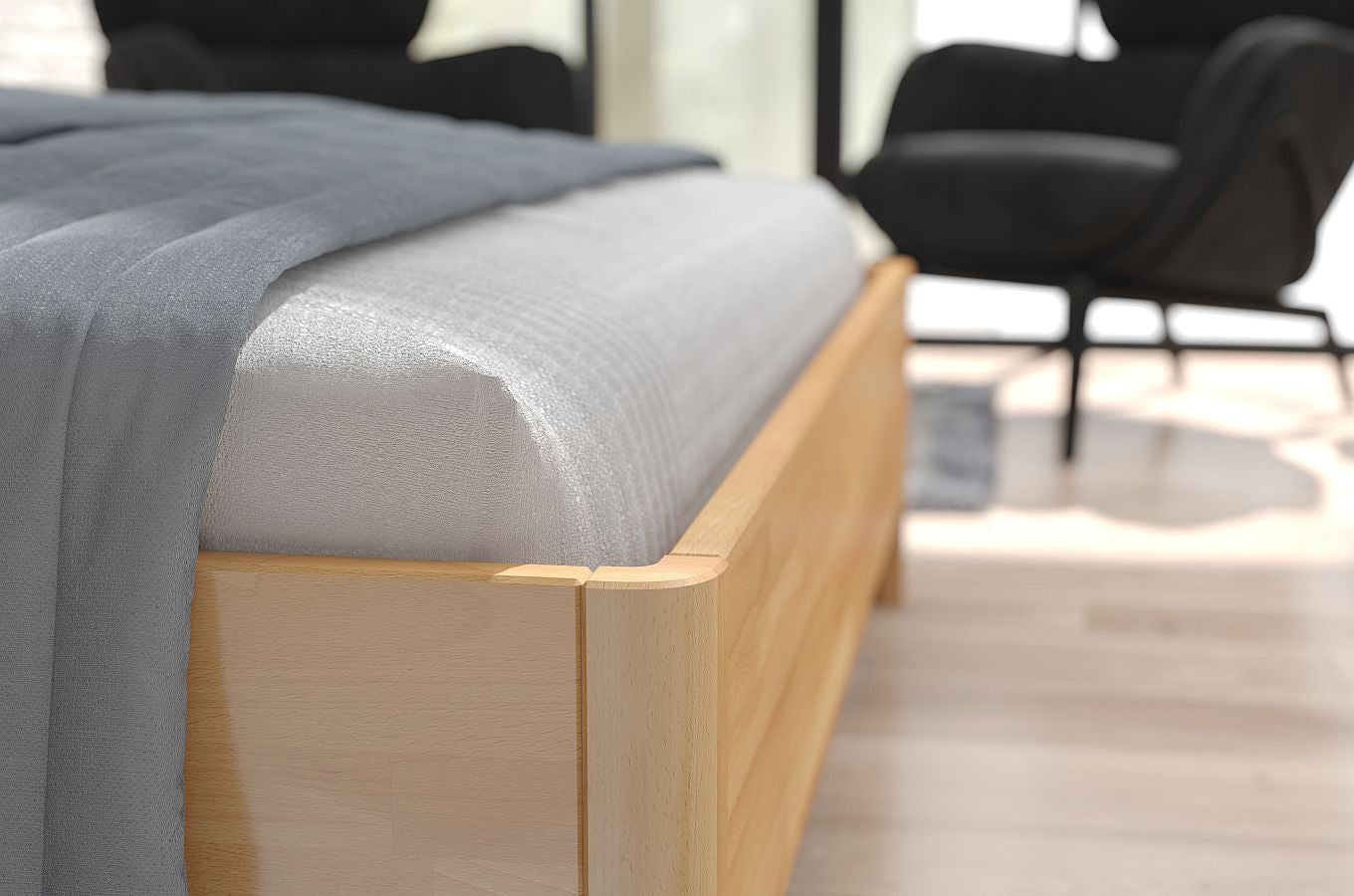 MODENA BC Beech Bed with Lift-Up Storage