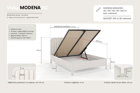 MODENA BC Oak Bed with Lift-Up Storage