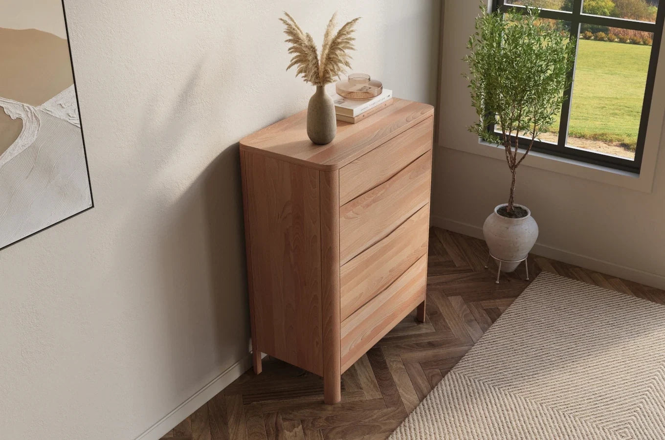 MODENA Beech Chest of Drawers 80CM