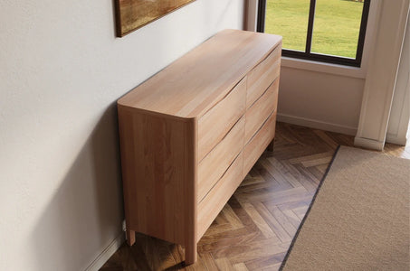 MODENA LOW Beech Chest of Drawers 150CM