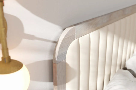 MODENA Oak Bed with Upholstered Headboard