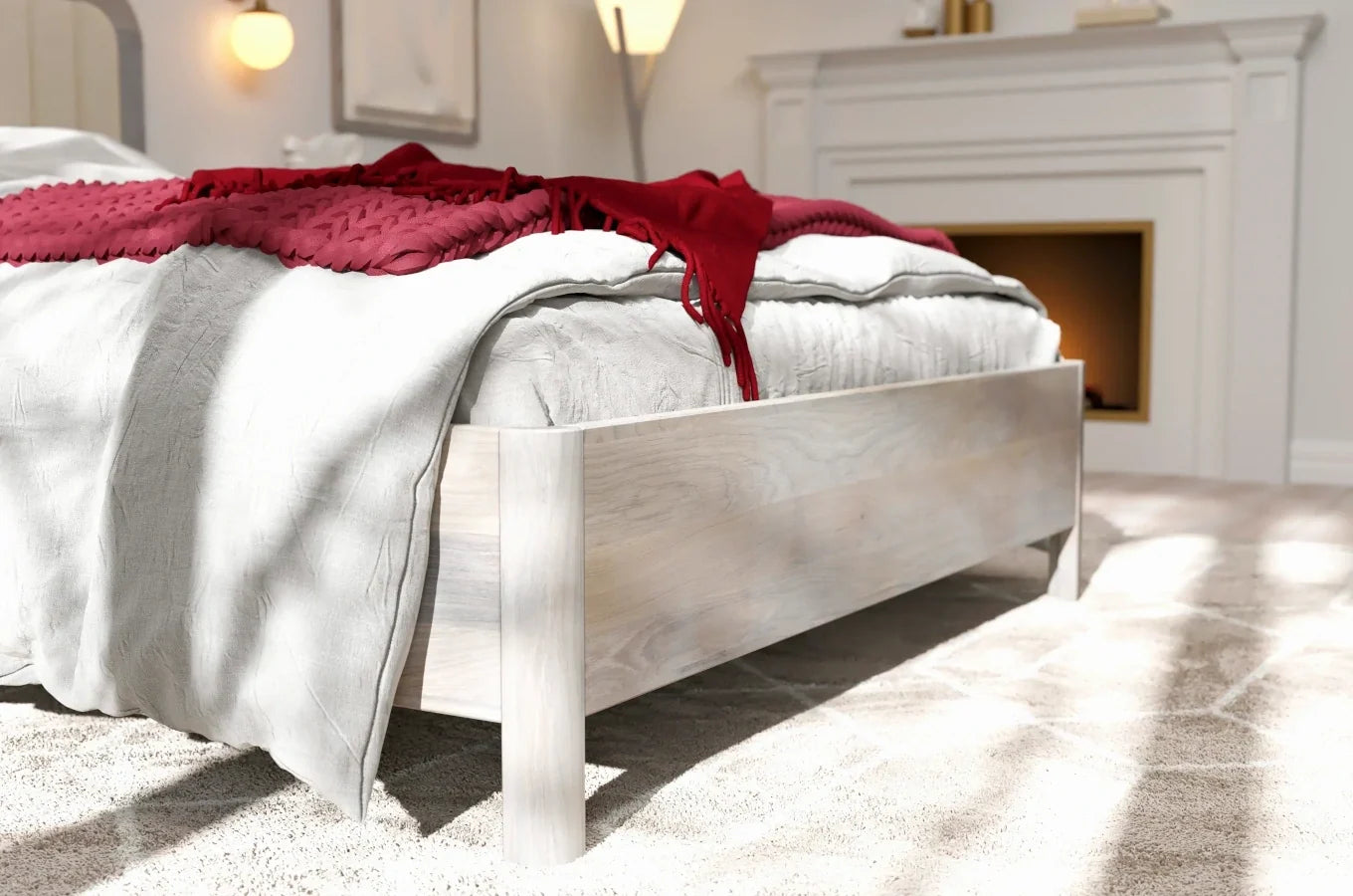 MODENA Oak Bed with Upholstered Headboard