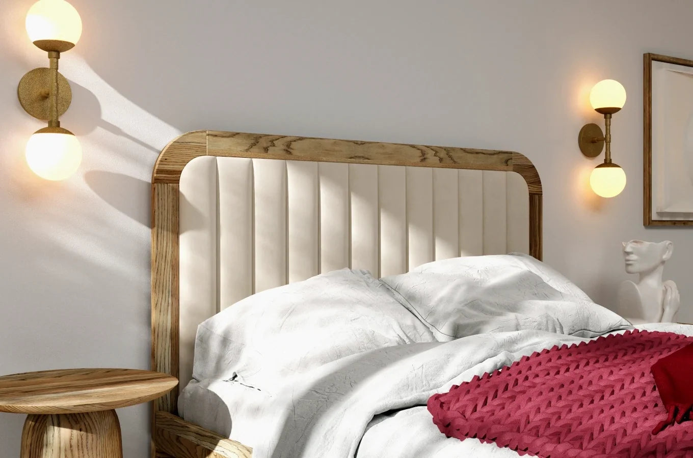 MODENA Oak Bed with Upholstered Headboard