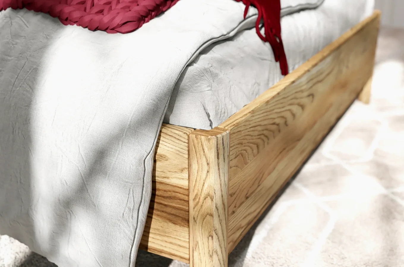 MODENA Oak Bed with Upholstered Headboard