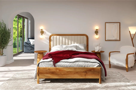 MODENA Oak Bed with Upholstered Headboard