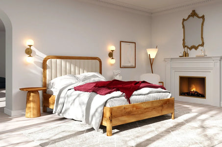 MODENA Oak Bed with Upholstered Headboard
