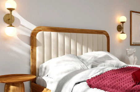 MODENA Oak Bed with Upholstered Headboard