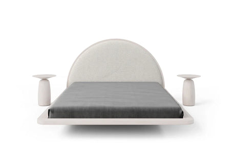 MOMOKO Beech Floating Bed with Bouclé Headboard