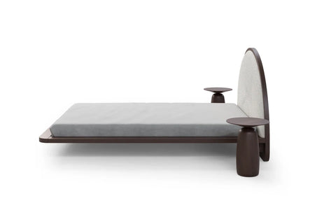 MOMOKO Beech Floating Bed with Bouclé Headboard