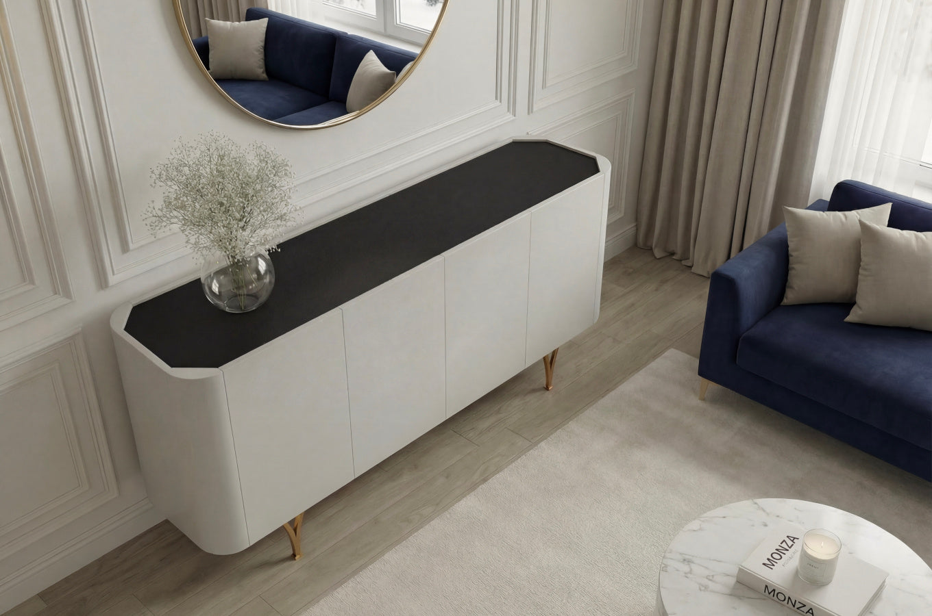 MONZA Grey Chest 160CM with Gold Legs