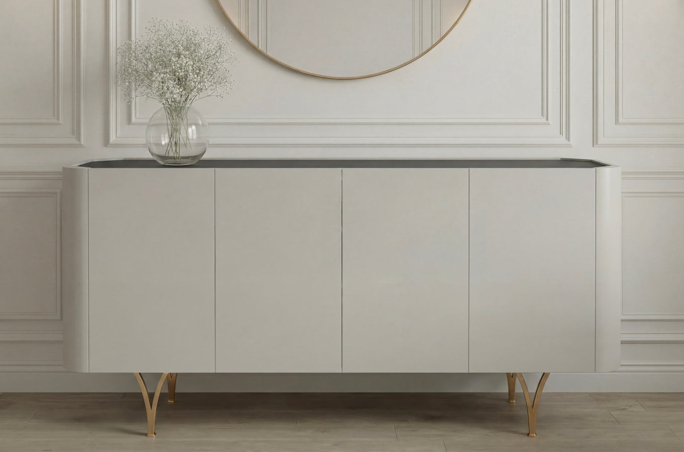 MONZA Grey Chest 160CM with Gold Legs