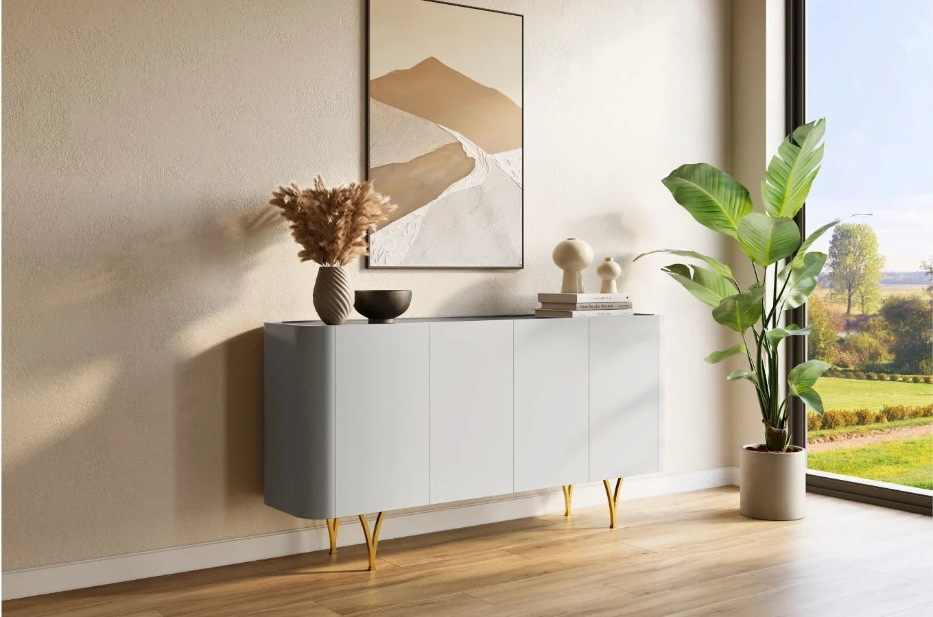 MONZA Grey Chest 160CM with Gold Legs