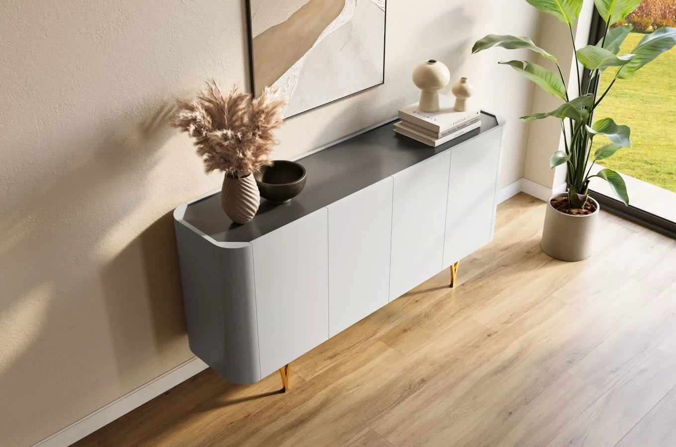MONZA Grey Chest 160CM with Gold Legs