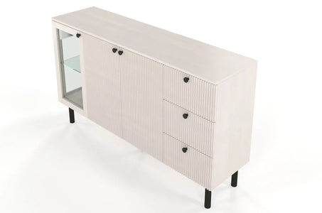 NORVIK Beech Chest 160CM with Glass Door