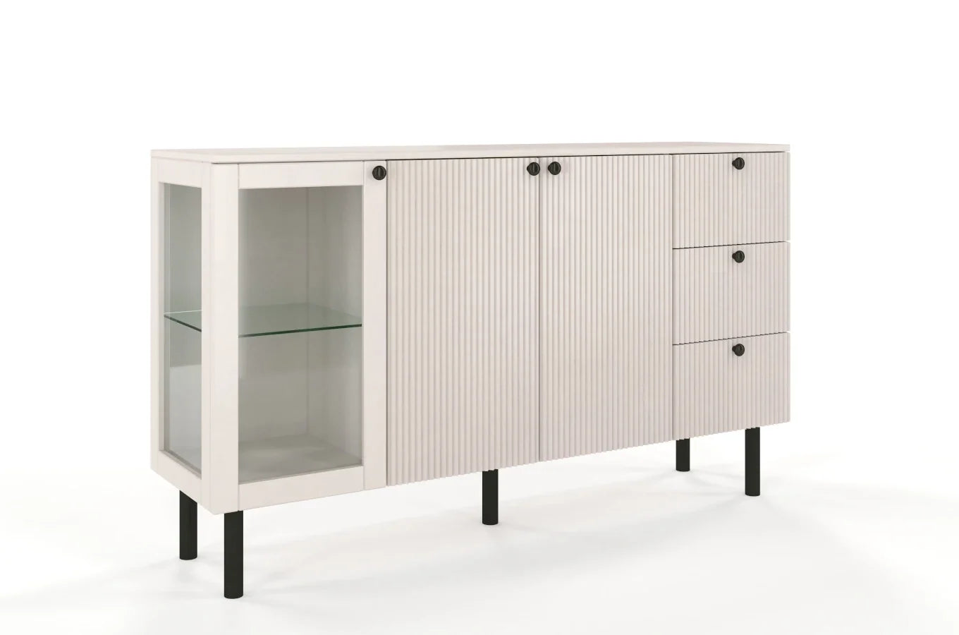 NORVIK Beech Chest 160CM with Glass Door