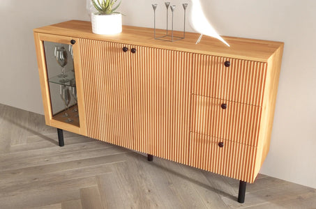 NORVIK Beech Chest 160CM with Glass Door