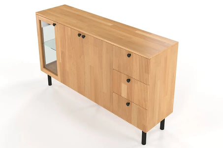 NORVIK Beech Chest 160CM with Glass Door