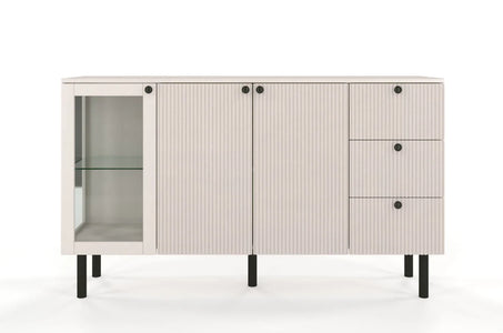 NORVIK Beech Chest 160CM with Glass Door