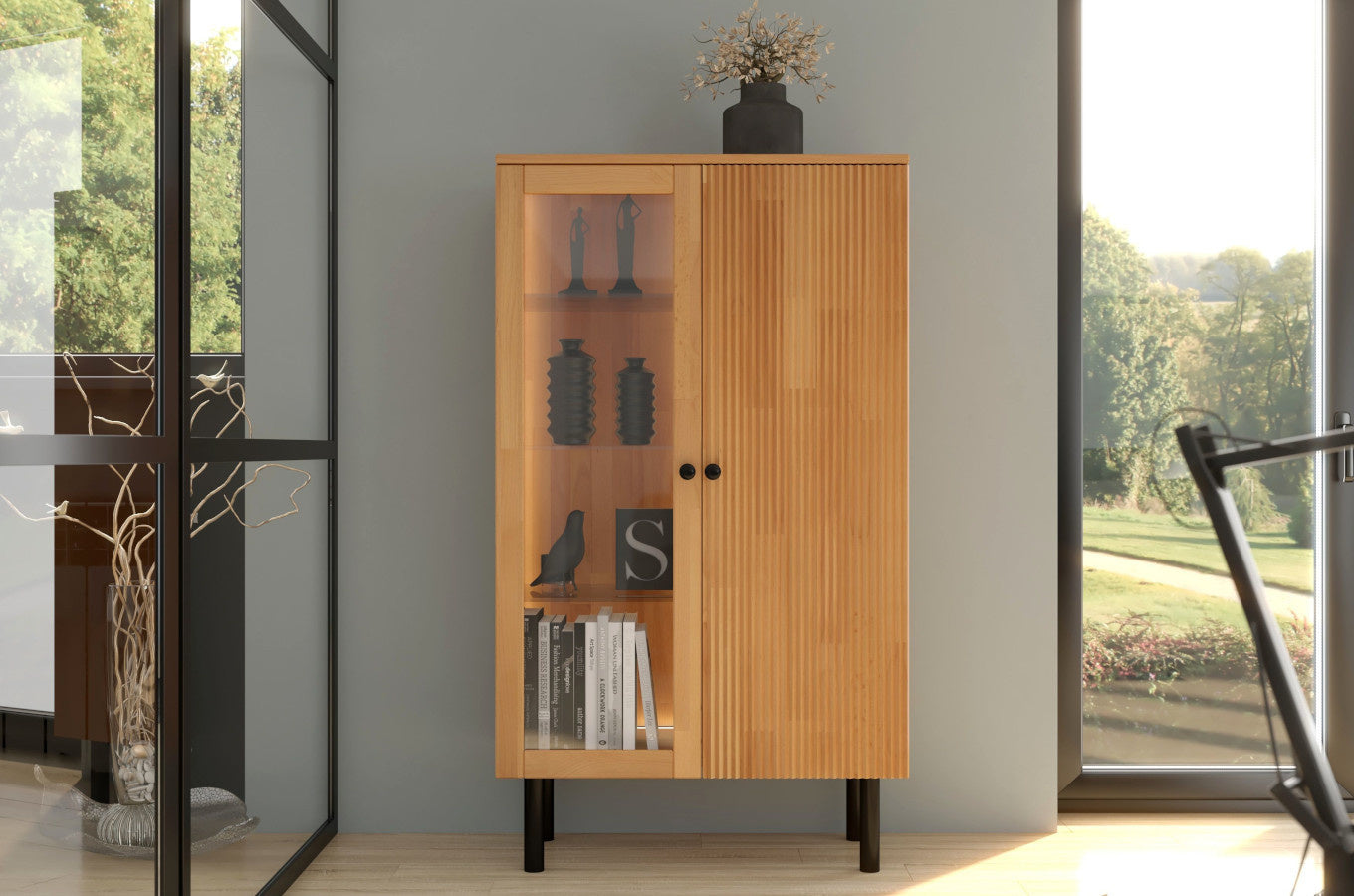 NORVIK High Beech Display Cabinet 80CM