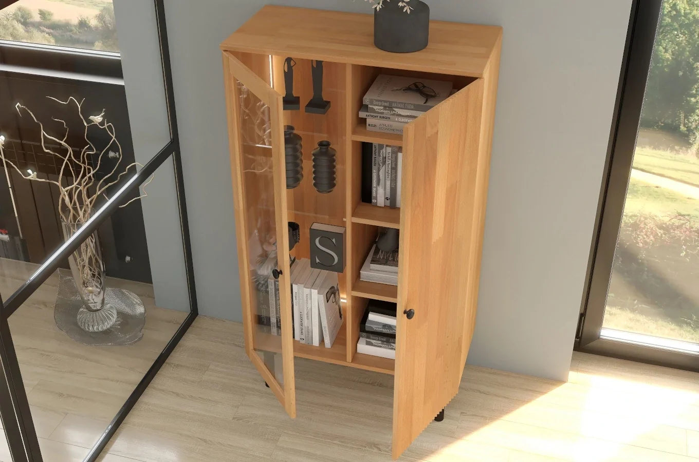 NORVIK High Beech Display Cabinet 80CM