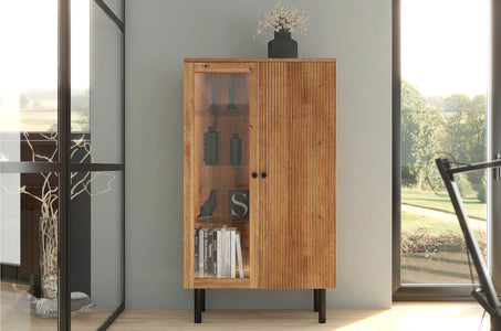 NORVIK High Oak Display Cabinet 80CM