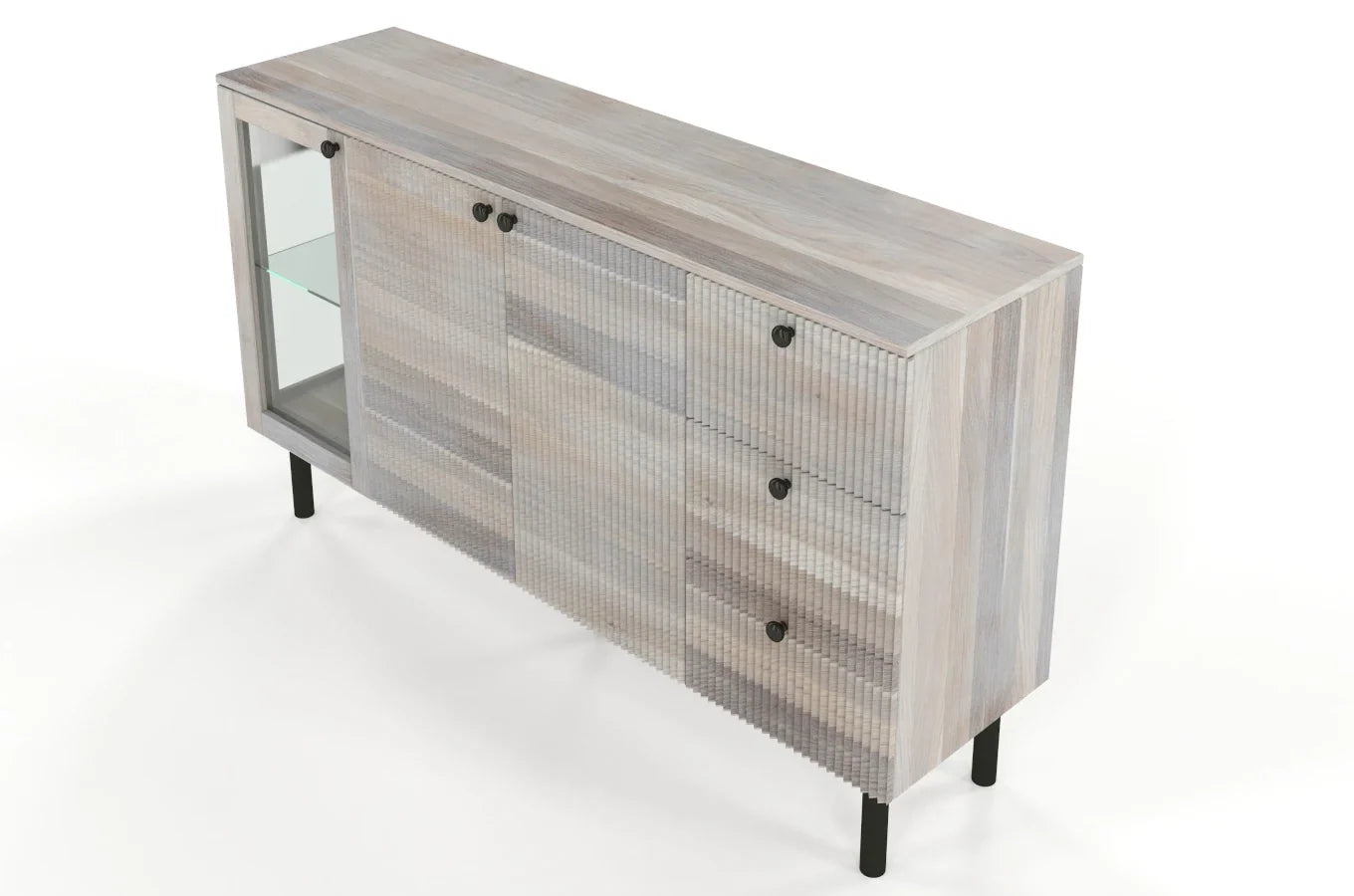 NORVIK Oak Chest 160CM with Glass Door
