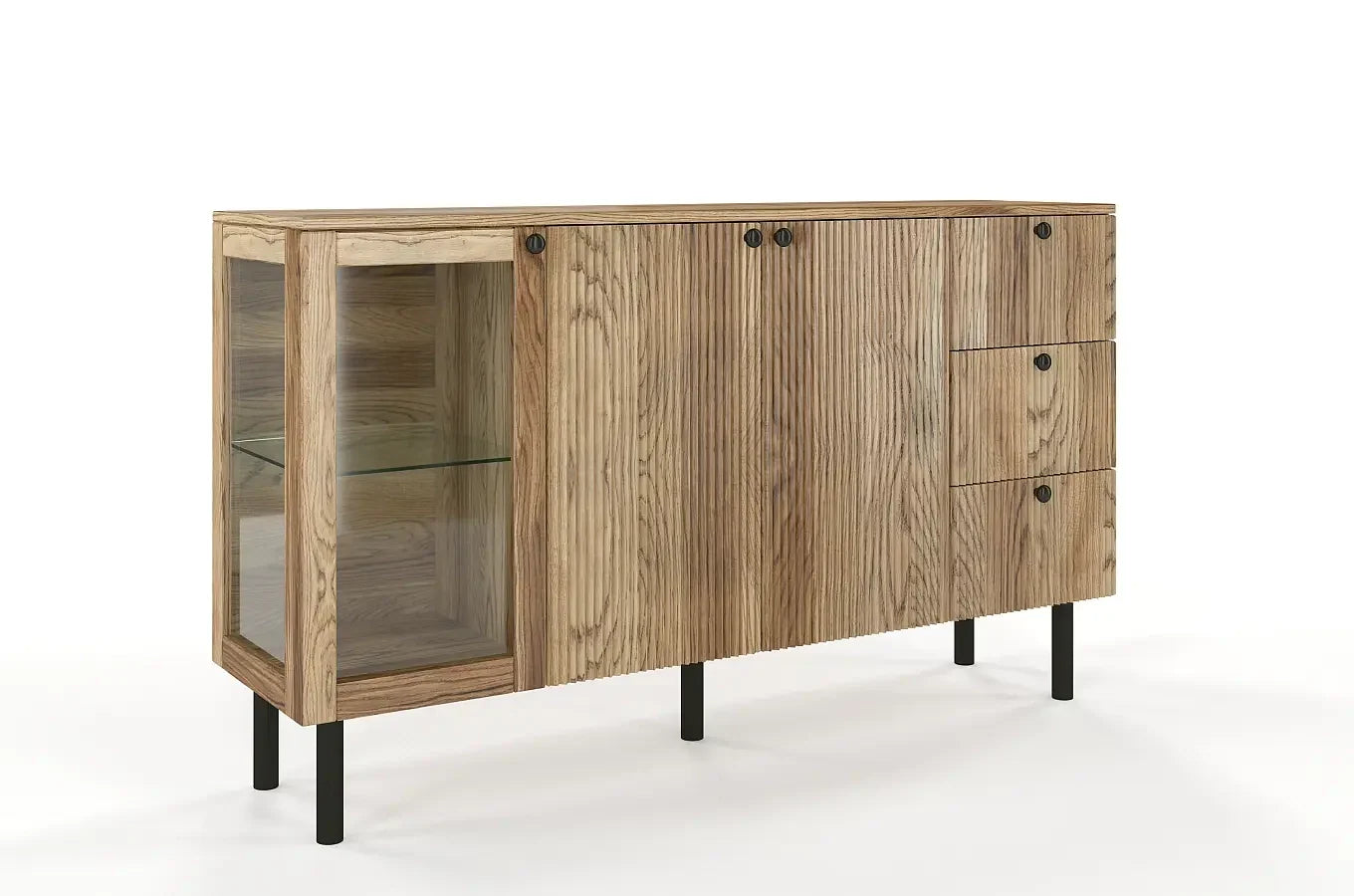 NORVIK Oak Chest 160CM with Glass Door