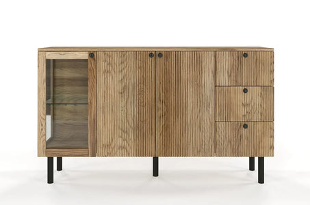 NORVIK Oak Chest 160CM with Glass Door