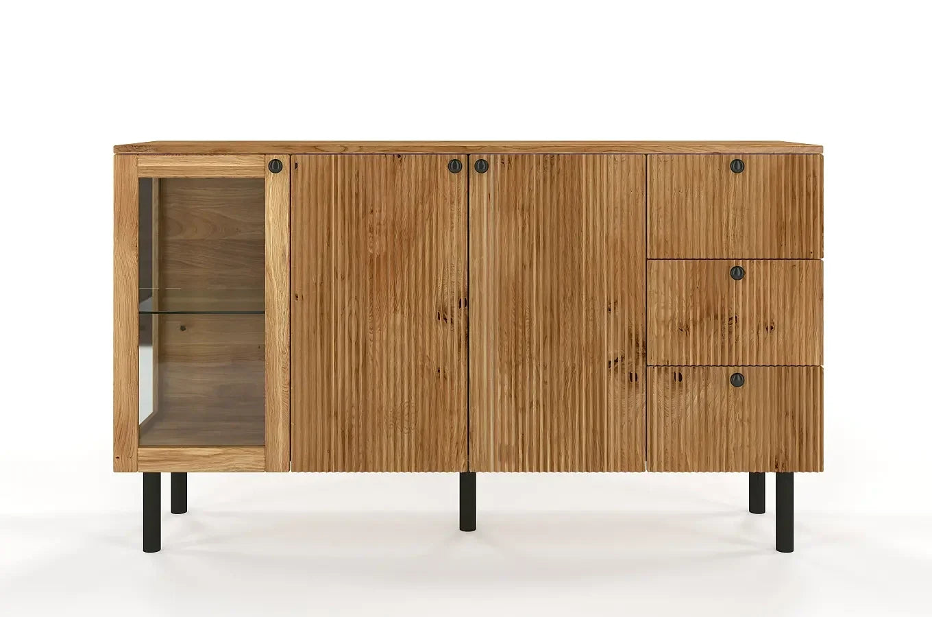 NORVIK Oak Chest 160CM with Glass Door