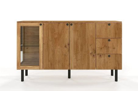 NORVIK Oak Chest 160CM with Glass Door