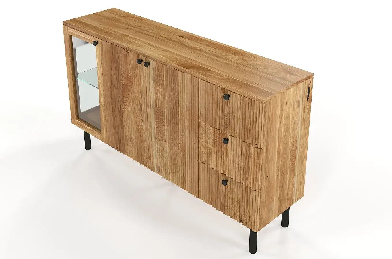 NORVIK Oak Chest 160CM with Glass Door