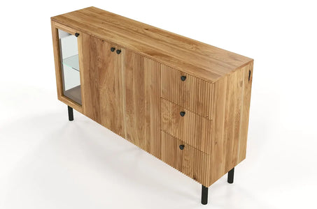 NORVIK Oak Chest 160CM with Glass Door