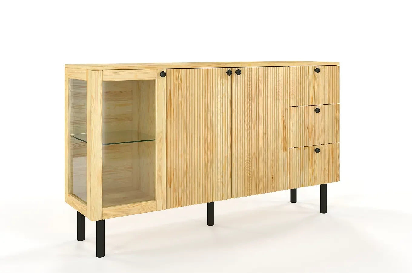 NORVIK Pine Chest 160CM with Glass Door