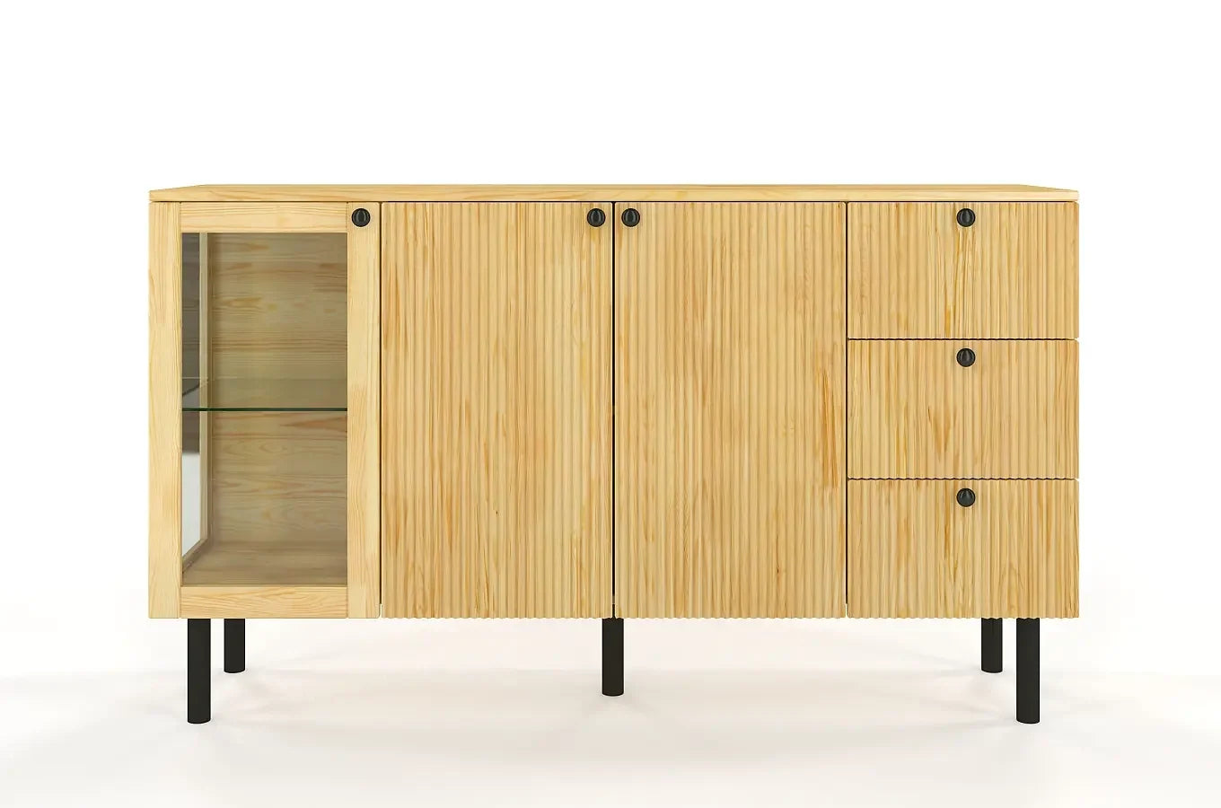 NORVIK Pine Chest 160CM with Glass Door