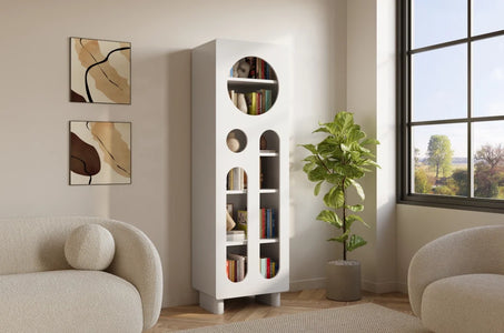 OKO White Bookcase 60CM with Openwork Doors