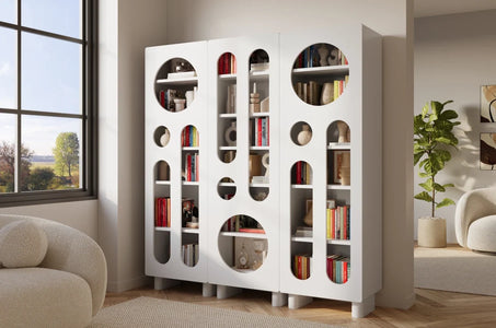 OKO White Bookcase 60CM with Openwork Doors